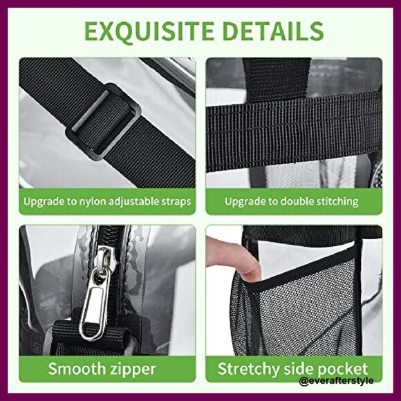 Clear Stadium Tote PVC Top-Handle Bag Concert Festival Approved Large Capacity - Picture 5 of 7